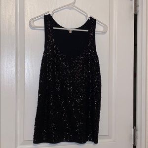 J Crew black sequin tank top size small